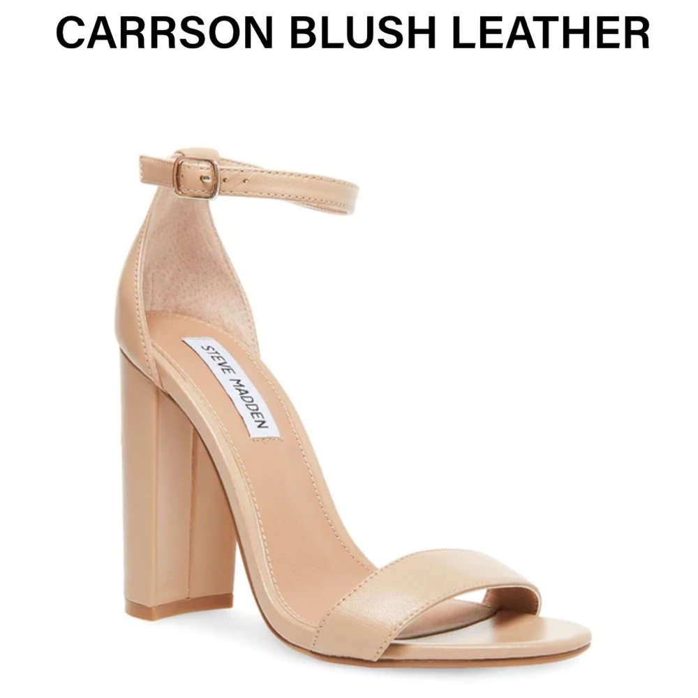 Steve Madden Carrson Blush Leather (Size 6.5) heeled sandal - never worn!
